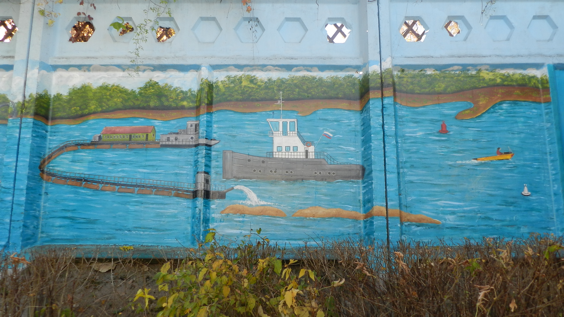 Граффити «30 метровый речной пейзаж»